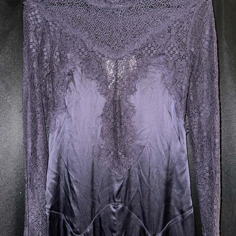 Isabel Marant Black Midnight satin dress with lace detailing